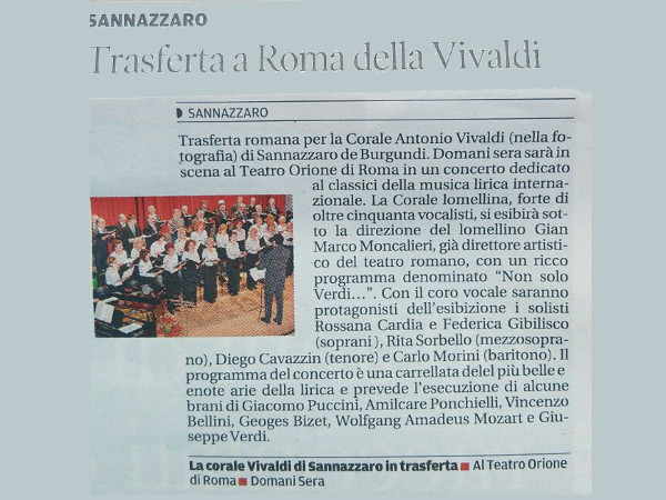 La Corale Vivaldi a Roma La Provincia Pavese